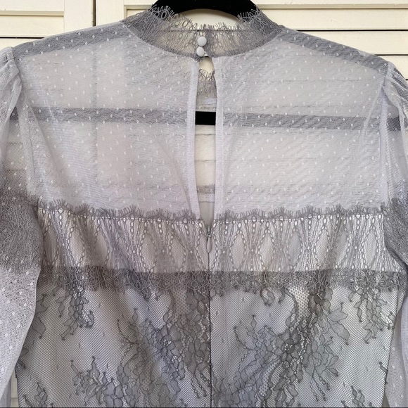 BCBG Maxazria Two-Tone Panel Lace Tulle Dress - Picture 6 of 10